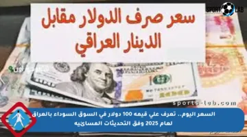 السعر اليوم.. تعرف على قيمة 100 دولار في السوق السوداء بالعراق لعام 2025 وفق التحديثات المسائية